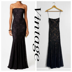 Cache Rare Vintage Shimmer Lace Formal Maxi Dress